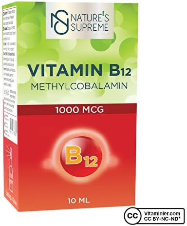 Natures Supreme Vitamin B12 1000 Mcg Methylcobalamin 10 mL Spray AROMA-FREE Color