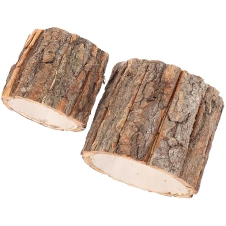 Yardwe 2Pcs Tree Stump Flower Pot Wooden Planter Pot Rustic Tree Bark Flower Pot for Home Decor 10cm9cm, As Shown1