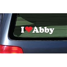 I Love Abby Vinyl Decal - White Lettering with A Red Heart Window Sticker