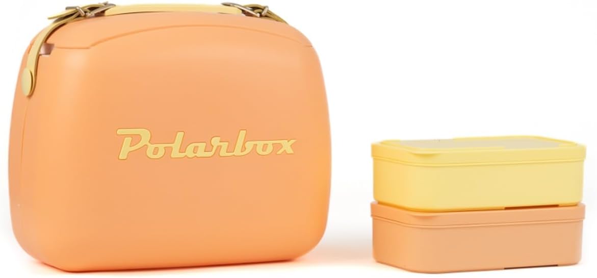PolarBox Pop Deri Kayışlı Soğuk ve Sıcak Termos Çanta 6L Şeftali & Sarı