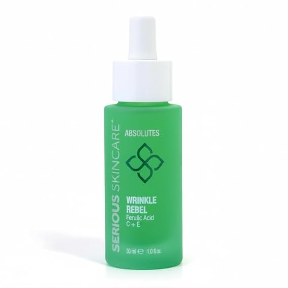 Serious Skincare Bakuchiol Face Serum, Retinol Alternative with Anti-Aging Vitamin C and Ferulic Acid for Fine Lines, Wrinkles and Dark Spots, Skin Brightening Absolutes Wrinkle Rebel 1 oz.