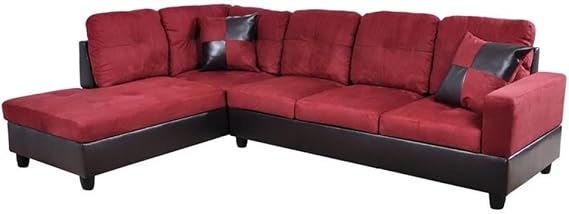 Beverly Fine Furniture Andes Microfiber with Faux Sofas, Raspberry Red