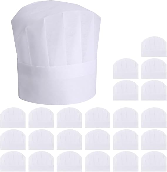Yeios 24 Pack Chef Hat Non-woven Adjustable for Kids Adults DIY Paint Party | 60GSM Non-woven Disposable Chef Hat DIY Painting,Adjustable for Kids & Adults,Pizza Party,Craft Activities & Art,7.9inch Tall