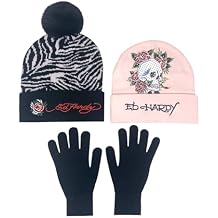 ED HARDY Women's 2 Hats and Glove Set