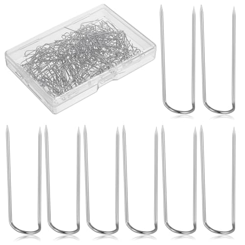 LXUEJIE 200 Pieces U Shaped Fork Pins, Fork Pins for Quilting Sewing Stainless Steel Blocking Pin Sewing Double Needlecraft Blocking Stainless Steel U-pins for DIY Jewelry Craft Making Home Decor