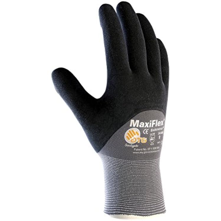 ATG 34-845XS Maxiflex Endurance, 15G Gry Nylon, Blk. 34 Microfoam Nitrile Dot Coat Gray
