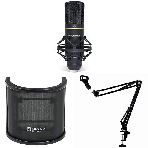 888M Marantz Pro USB Condenser Microphone MPM2000U  Kikutani Pop Blocker PO-7  PLUTINUM Desk Arm Type Flexible Microphone Stand MPC1 BLK Set
