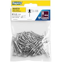 RAPID 5000377 Standard Alumium Rivets, Silver/Blue/Clear, 3.2 x 8mm