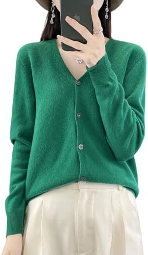 100% Merino Wool Sweaters Womens Fall Winter Female Cardigan V-Neck Sexy Knitted Long Sleeves New Simple015