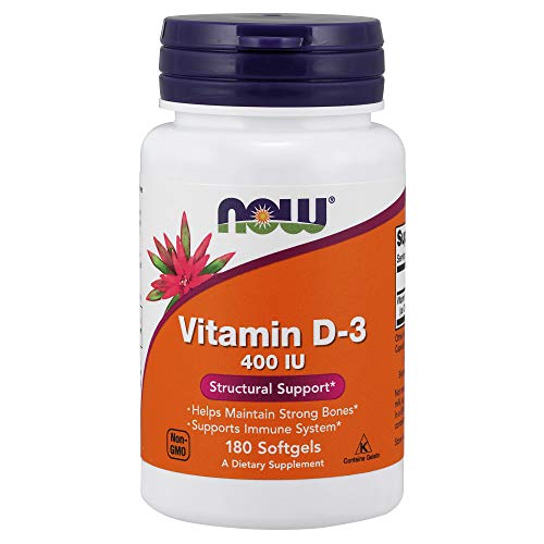 NOW Foods Vitamin D-3 400 IU Softgels, 2 pk, 180 Count Pack of 2