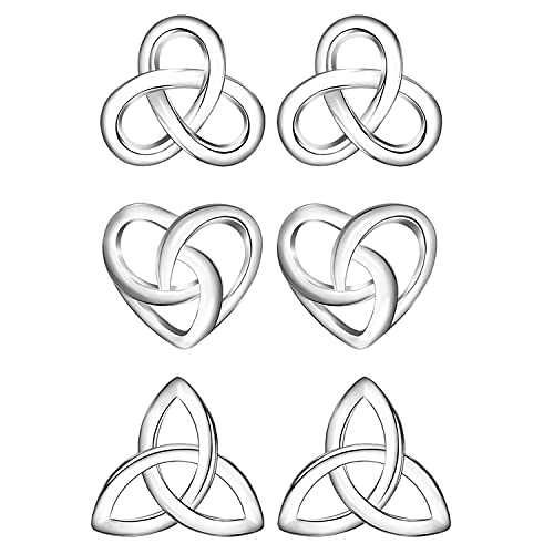 Sterling Silver Earrings for Women | Heart Celtic Love Knot Cross Triangle Vintage Stud hypoallergenic Earrings for Women Jewelry Birthday Gifts