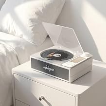 Rechargeable Portable CD Player with Bluetooth, Retro Small Music Player with HiFi Speaker & Remote Control, Support USB AUX Optical for Home Car Desktop, White