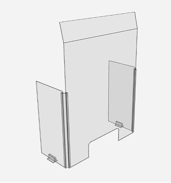 30" x 42" Acrylic Shield Plexiglass Sneeze Guard Barrier w/Angled Top and Cutout for Counters, Tables, Checkouts, or Desks - Shields and Protects Employees from Coughing and Sneezing - Made in USA