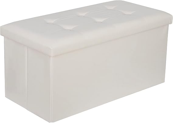 30 Inches Folding Storage Ottoman Foot Rest Bench, Storage Chest with Foam Padded Seat for Entryway, Bedroom, Living Room, Office