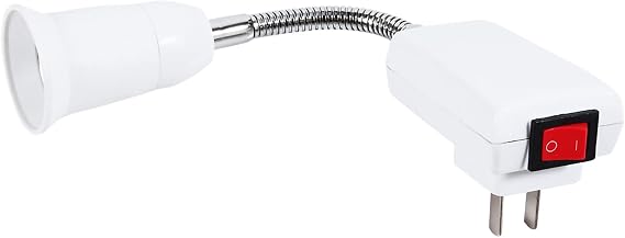 E27 Plug in Light Socket, Light Bulb Socket Extender with Switch Bulb Holder with Plug Flexible Extension Adapter Converter Socket for Bedside Lighting(US Plug)