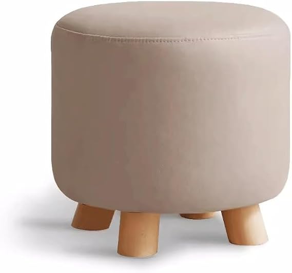 Small Step Stool Solid Wood Stool Modern Simple Dining Living Room Door Shoe Changing Home Technology Cloth Comfortable Round(A)