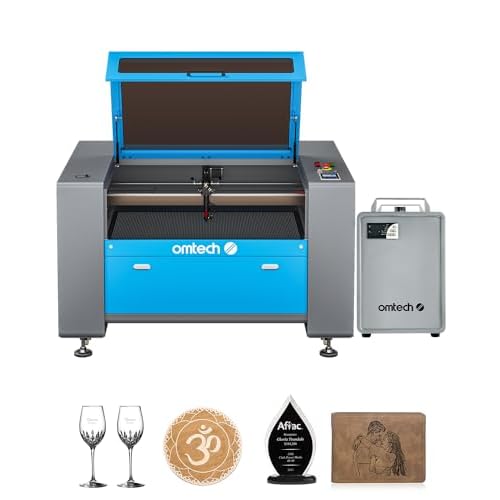 OMTech 100W CO2 Laser Engraver with Water Chiller, 24x40 Inch Laser Engraving Cutting Etching Machine with Autofocus Autolift 2 Way Pass Air Assist, Industrial Laser Cutter for Wood Glass Acrylic More