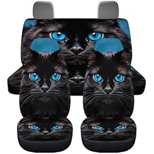 BIGCARJOB Black Cat Car Seat Covers Back Seat Protector Split Bench Cover,Universal Interior Accessories Set 4 pcs Auto Pet Dog Protector Pads Set