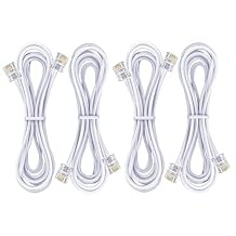 4Pack Telephone landline Extension Cord Cable Cord with Standard RJ-11 6P4C Plug (3.3Ft-White)
