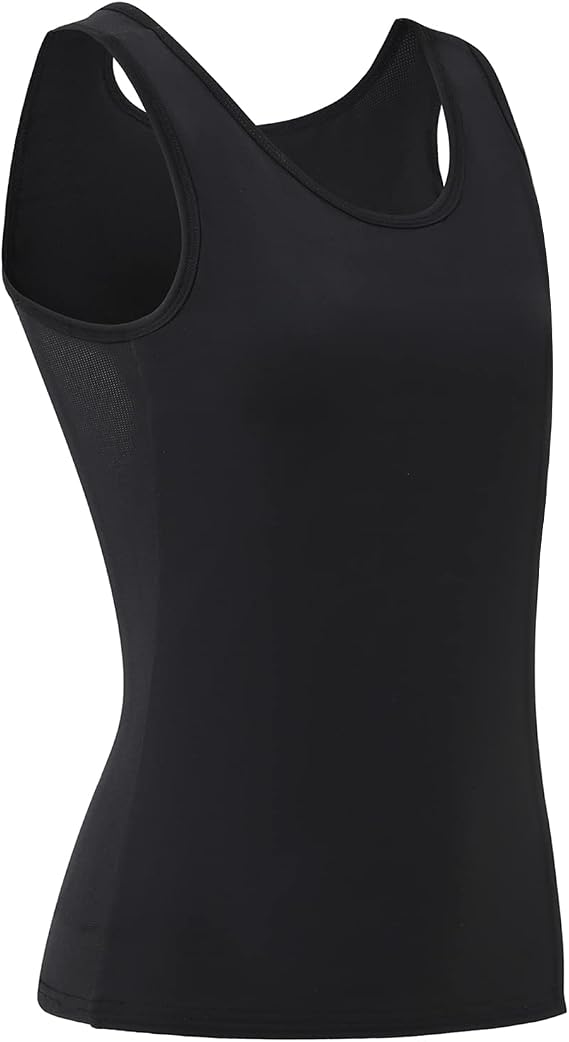 Wonababi Sports Chest Binder Tank Top with Cool Mesh Back for Transgender | Long Chest Binder, No presure but keep flat, premium fabric for daily wear, for FTM,Transgender and nonbinary