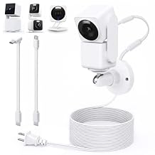 delilyn 2in1 25ft Power Cable with Adapter & Wall Mount for WYZE Duo Cam Pan, WYZE Cam Pan V4/V3/V2, Weatherproof Flat Charging Cable with Adjustable Brackets for WYZE Cam, 360 Rotation + 90 Tilt