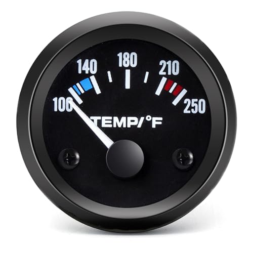 2 52mm Water Temperature Gauge 100-250F with Sensor, 12V Digital Temp Meter Kit for Marine, Boat, Car, Truck, Automotive Engine Cooling System Black
