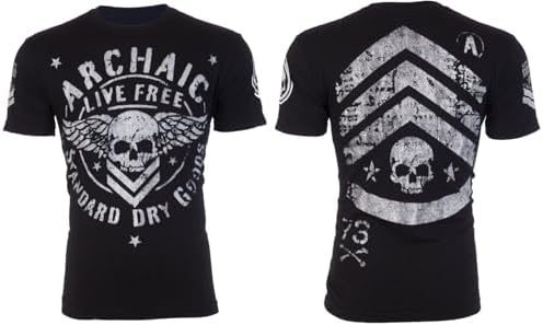 Archaic by Affliction Strong Crest Black White Regular Fit Men T-Shirt