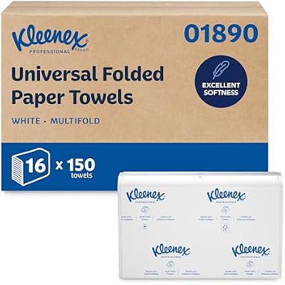 Kleenex Professional Universal Multifold Paper Towels, Bulk 01890, Absorbency Pockets, 9.2 x 9.4 Towel, White 150 SheetsPack, 16 PacksCase, 2,400 Sheet Total