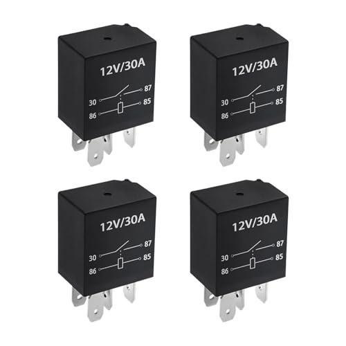 Augeny 4PCS 4 Pin 30A 12V Starter Relay, Multi-Purpose Automotive Relay, Car Heavy Duty Standard Relay, Universal Auto Starter Relay Replacement Accessories for Most Vehicles