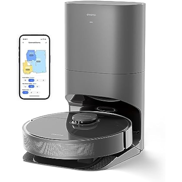 Dreametech D10s Plus Robot Vacuum and Mop Combo, Self-Emptying for up to 65 Days, 5,000Pa Suction Power, Advanced AI and LiDAR Navigation, 280-min Runtime, Compatible with Alexa, Ideal for Pet Hair