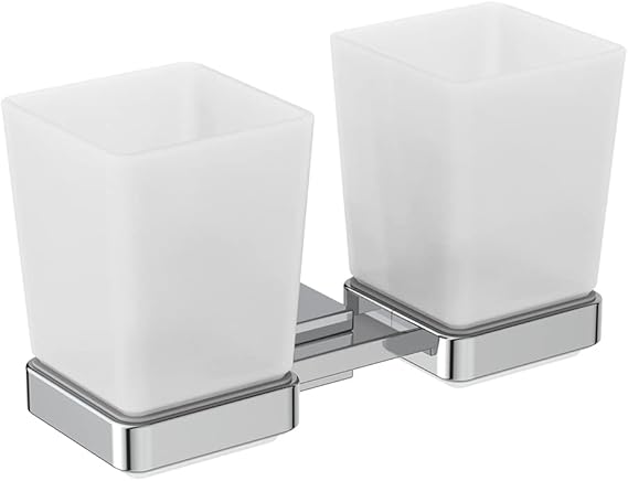 Ideal Standard IOM Square Double Frosted Glass Toothbrush Holder, E2205AA