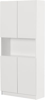 South Shore Olea 4-Door Bookcase Pure White, Contemporary
