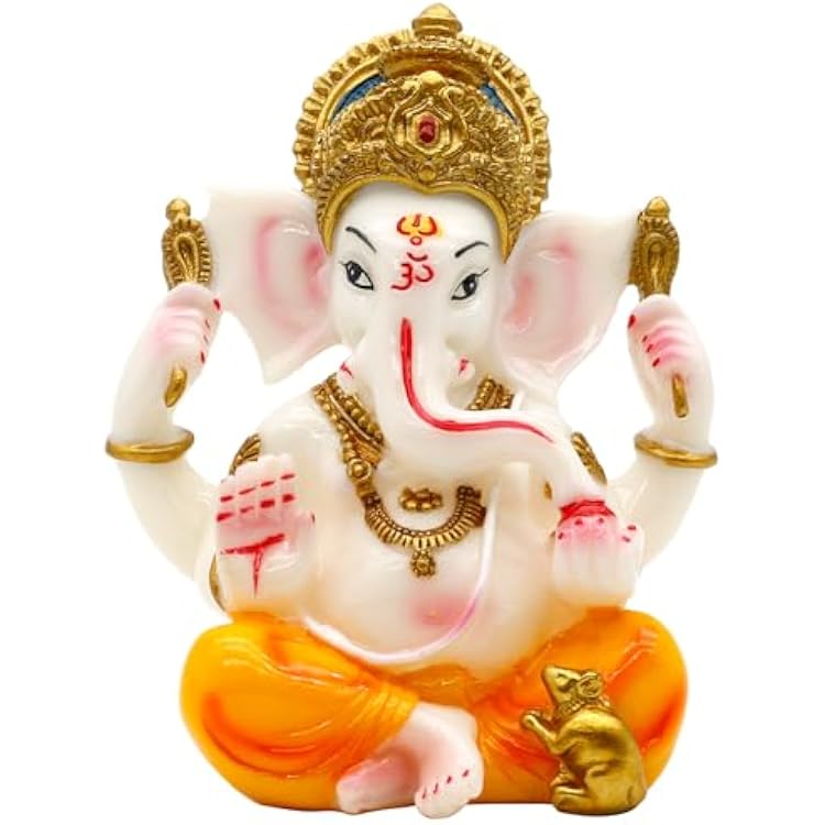 alikiki Hindu Lord Ganesha Idol - India God Ganesh Statue Diwali Gifts Indian Puja Items Home Temple Mandir Pooja Decor Car Decor Indian Wedding Diwali Birthday Gifts Yoga Room Altar Ornament