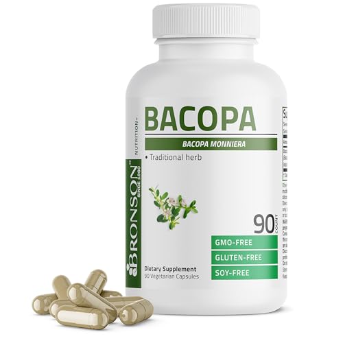 Bronson Bacopa Supports Healthy Brain Function and Mental Performance, Traditional Herb, Non-GMO, 90 Vegetarian Capsules