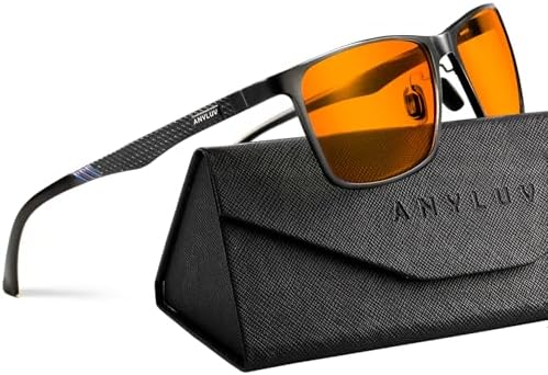 ANYLUV Blue Light Glasses Men, Relieve Eyestrain and Eye Protection, Al-Mg Metal Computer Blue Light Blocking Glasses