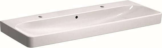 Geberit Smyle 500253 Square Washbasin, 120 x 48 cm, with Two Tap Holes, with Overflow; Colour: White