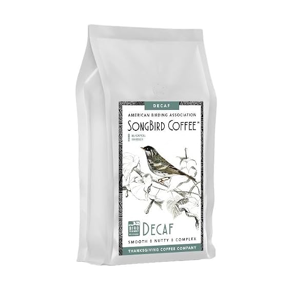 GoCoffeeGo Thanksgiving Coffee ""SongBird Organic Decaf"" Medium Roasted Organic Shade Grown Whole Bean Coffee - 12 Ounce Bag