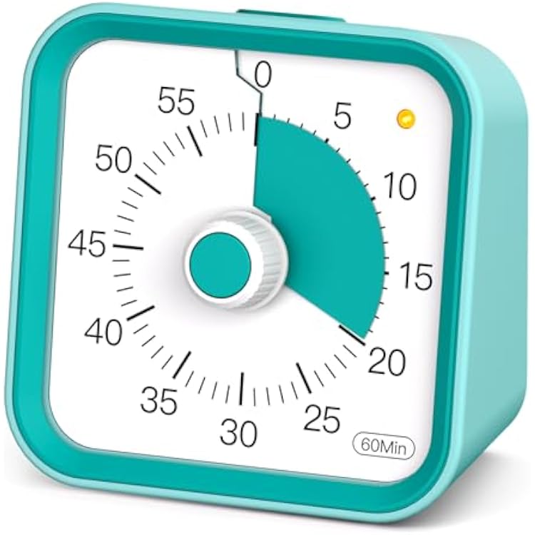 Visual Timer for Kids with Pause Function, 60 Minute Countdown Timer for Kids Desk Study, Teaching, Kitchen Cooking, Office Meetings, Time Management for ADHD Green