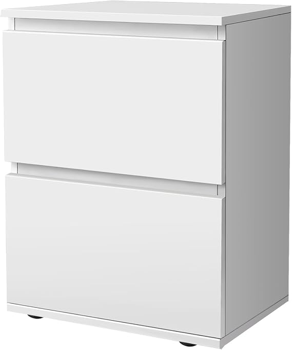 Bedside Cabinet with 2 Drawers, Nightstand Bedside Table, Night Stand Organizer Sofa End Table Sofa Table White, 36 x 29.2 x 47.7 cm