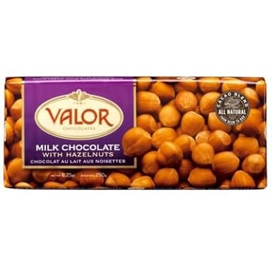Valor Milk Chocolate Bar with Whole Hazelnuts (8.75 oz/250 g)