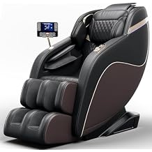 REDNGO Massage Chair Full Body, Zero Gravity SL-Track Shiatsu Massage Recliner Chairs with Heated Back & Calves, Foot Rollers, Built-in Speakers & Smart LCD Control(Black Brown)