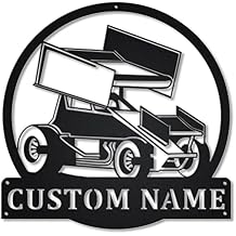 Personalized Sprint Car Metal Wall Art,Custom Racing Driver Family Name Signs,Customized Sprint Car Lover Family Wall Decor,Metal Signs for Outdoor,Funny Gifts