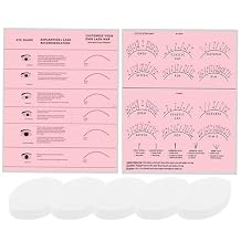 Lash Map Supply Kit - 1pc Lash Mapping Chart + 5pcs Eye Shape Sponges, Eyelash Extension Beginner Training Practice Tool with Curl & Diameter Reference Sheet (Pink - Type B+5pcs White Sponges)