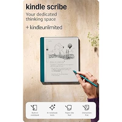 Like-New Amazon Kindle Scribe (64 GB) - Your notes, documents and books, all in one place. With built-in AI notebook summarization. Includes Premium Pen - Metallic Jade