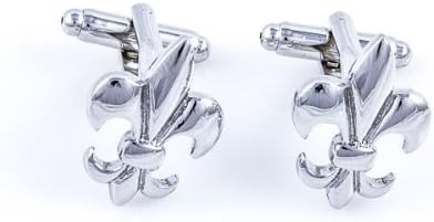 MRCUFF Fleur De Lis Classic Pair Cufflinks in a Presentation Gift Box & Polishing Cloth