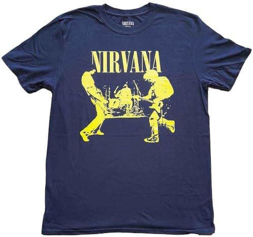 Nirvana T Shirt Live On Stage Band Logo Official Mens Navy Blue Size XL