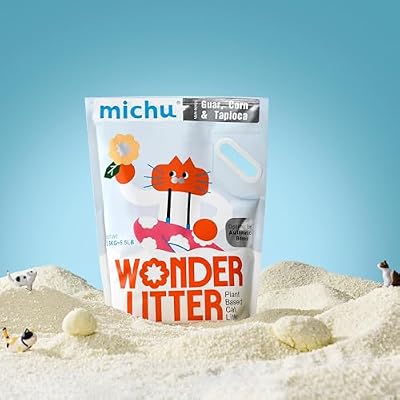 Michu Wonder Cat Litter, Cassava Plant-Based Cat Litter, Automatic Litter Box Friendly, Flushable & Fast Clumping, Low Dust Odor Control, 5.5lb88oz - Lemon Tea 2 Pack
