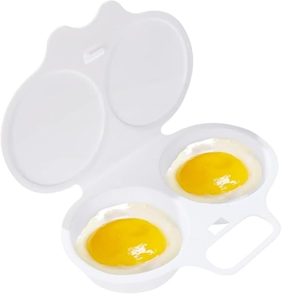 Egg Poacher, Microwave Egg Boiler Poacher, 2 Cavity Nonstick Poached Egg Maker With Lid, Egg Poacher Microwave Egg Cooker, Double Drain Poached Egg Cups Egg Poachers