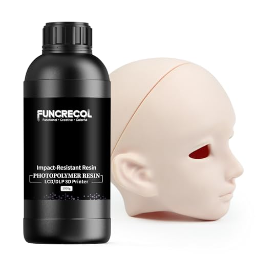 3D Printer Resin, Impact-Tough Resin for BJD Models & Articulated Figures, High Precision Soomth Matte Finish 3D Printing Resin for LCDDLPMSLA 3D Printer Light Skin, 1KG