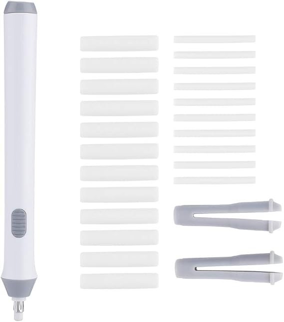 Electric Erasers, 22 Eraser Refills, Battery Operated Automatic Pencil Eraser, for Art Students, Teachers Drawing, Painting, Sketching, Drafting, Detailer Tool for Arts Craft(White)